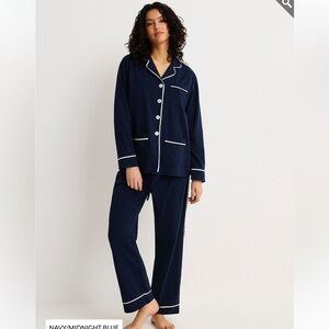 KIP Navy Blue Pj Sleepwear Pajama Set Soft Cotton Women’s Size S/M BRAND NEW